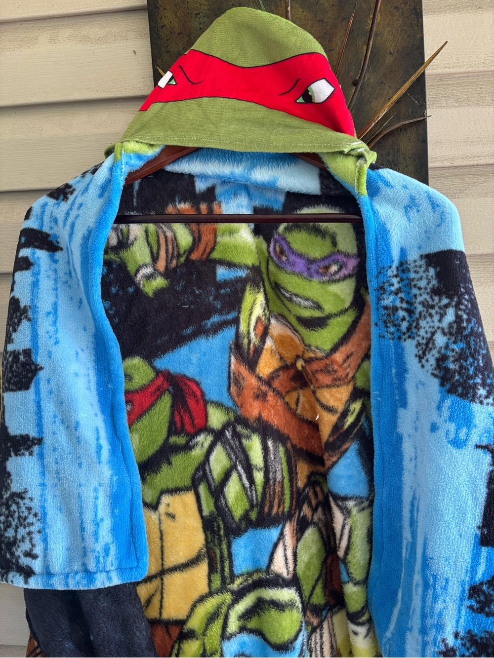 Nickelodeon Teenage Mutant Ninja Turtles Green Hooded Kids Wrap velour